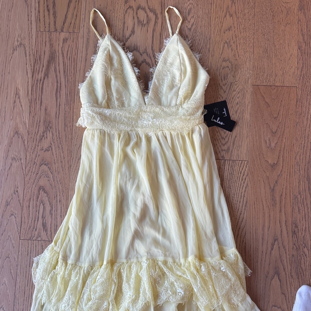 Lulu's Yellow Lace Trim Chemise